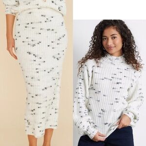 MINKPINK Mina Knit Midi Skirt and Jumper Sweater Set New Wool Mink Pink